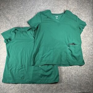 Lot of 2 Koi Next Gen Scrub Top XL Green Short Sleeve Medical Nurse Doctor